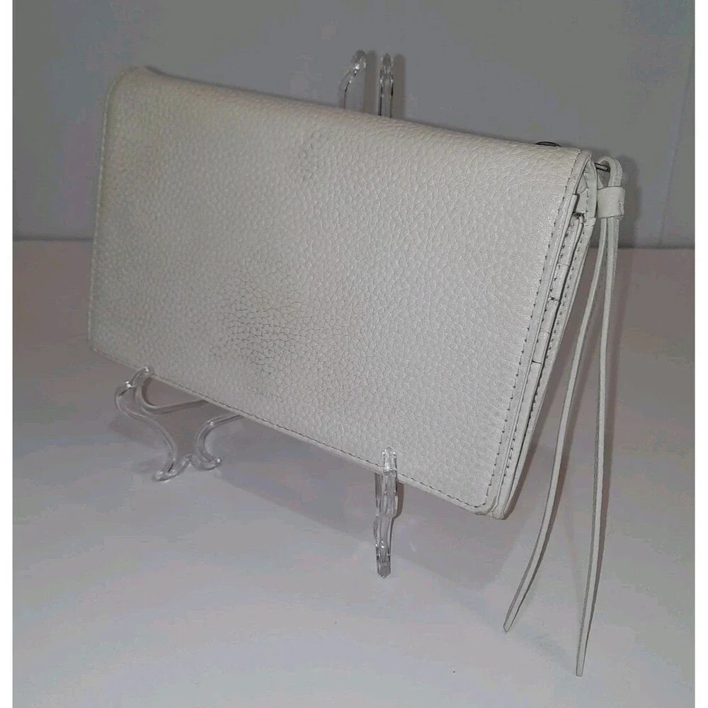 AllSaints Fetch Ecru Ivory Pebbled Leather Wallet Clutch Handbag Bag